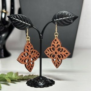 Wood Flower Hoop Earrings